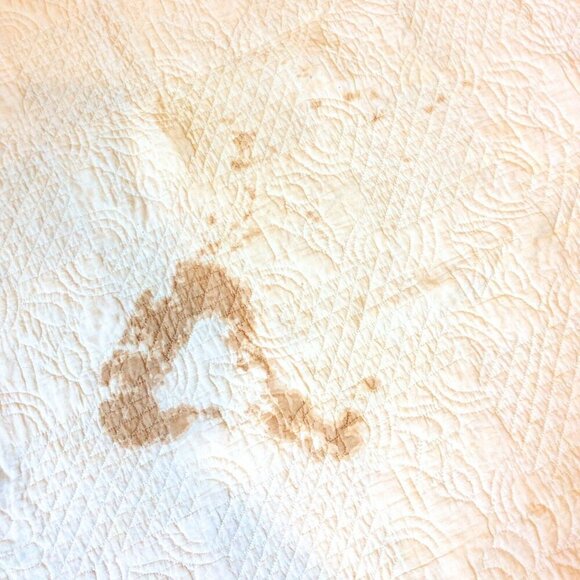 Handmade Four Patch Squares Quilt Embroidered Love Birds Blue White STAINED - Picture 10 of 12